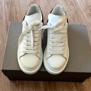 Alexander McQueen White and Black Lace-Up Sneakers